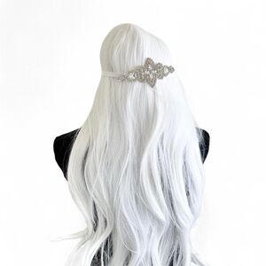 Handmade Bridal Rhinestone Headband with White Satin Ribbon